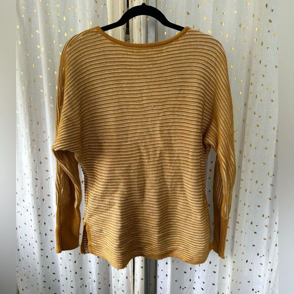 Max Studio Stripe Knit Fisherman Rib Stitch Dolman Boat Neck Sweater L - Picture 6 of 9